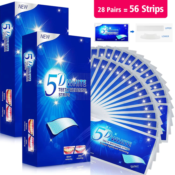 7/14/28 Pairs Teeth Brightening Strips for Teeth, 5D/9D Whitener Strips Reduced Sensitivity White Strips for Teeth Whitening