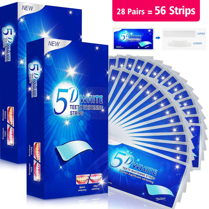 7/14/28 Pairs Teeth Brightening Strips for Teeth, 5D/9D Whitener Strips Reduced Sensitivity White Strips for Teeth Whitening