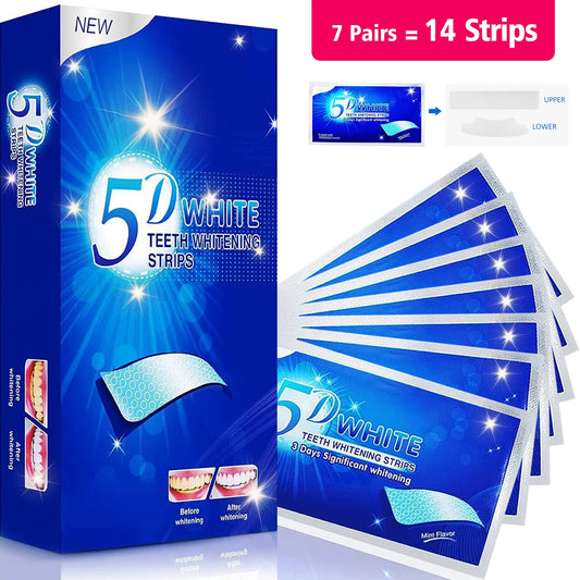 7/14/28 Pairs Teeth Brightening Strips for Teeth, 5D/9D Whitener Strips Reduced Sensitivity White Strips for Teeth Whitening